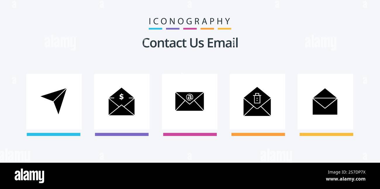 Email Glyph 5 Icon Pack Including open. mail. email. email. message. Creative Icons Design Stock Vector