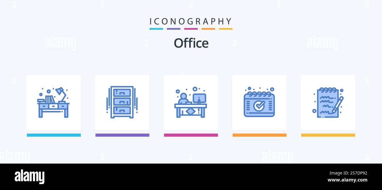 Office Blue 5 Icon Pack Including schedule. appointment. office draw ...