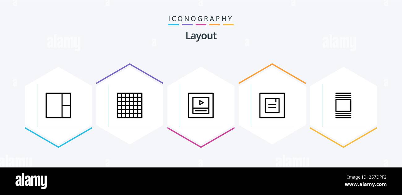 Layout 25 Line icon pack including . cover. Stock Vector
