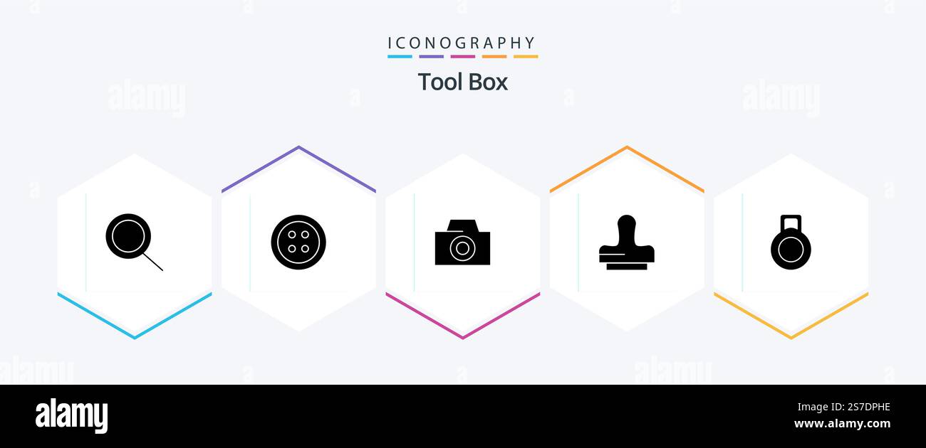 Tools 25 Glyph icon pack including . press. Stock Vector