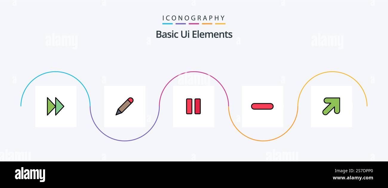 Basic Ui Elements Line Filled Flat 5 Icon Pack Including up. remove. control. minus. delete Stock Vector