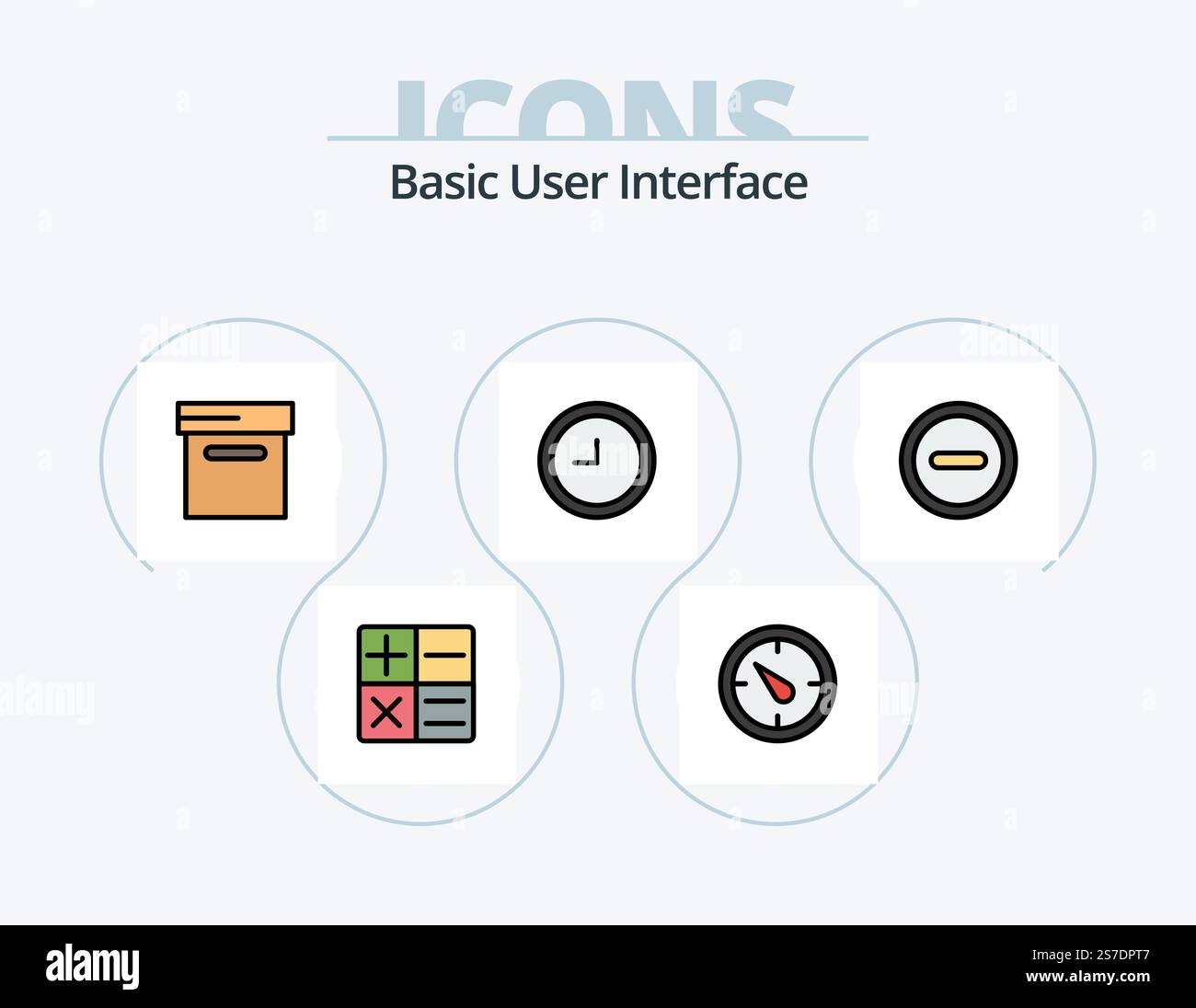 Basic Line Filled Icon Pack 5 Icon Design. . . time. timer. star Stock Vector