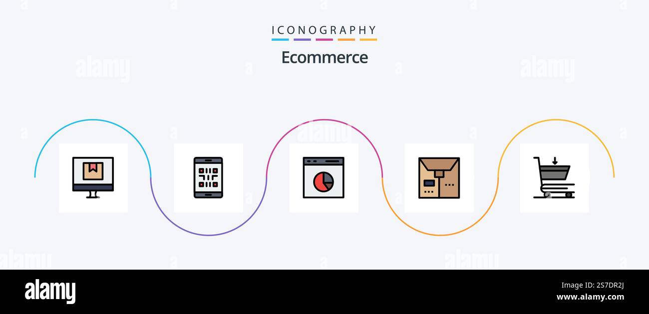 Ecommerce Line Filled Flat 5 Icon Pack Including package. commerce. qr ...