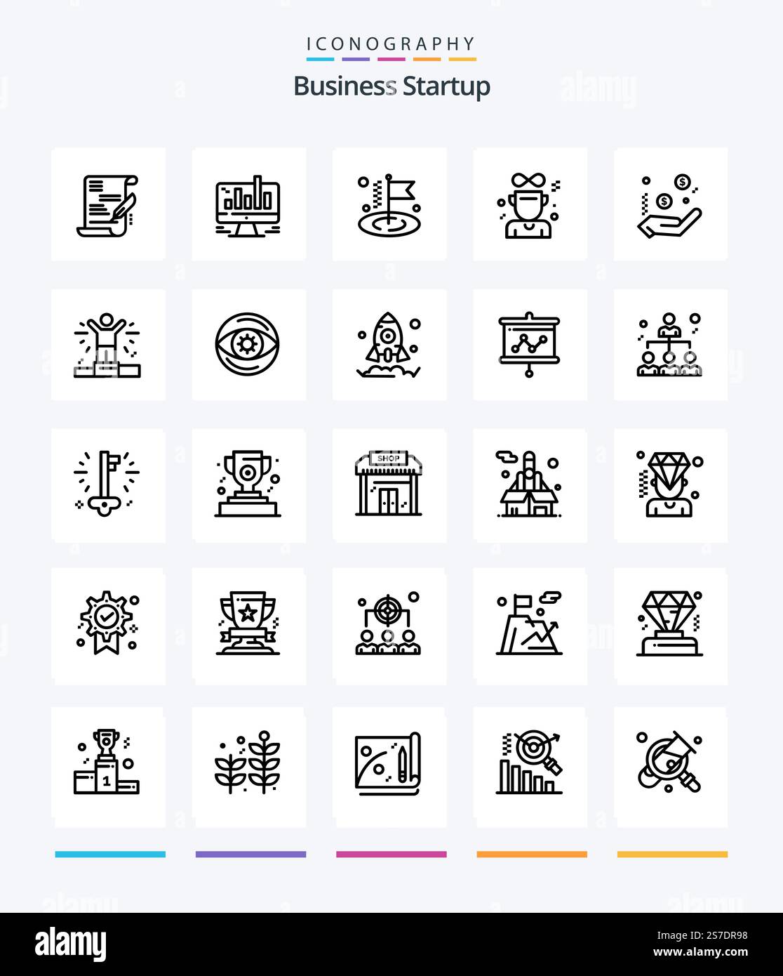 Creative Business Startup 25 OutLine icon pack Such As winner . award ...