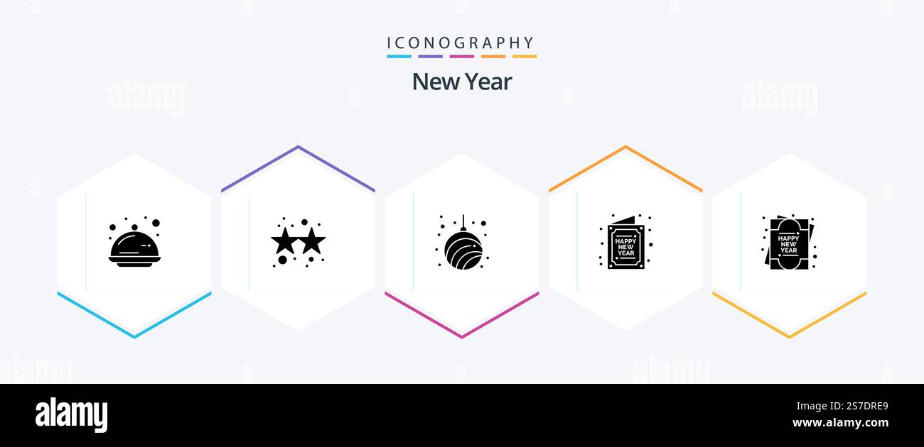 New Year 25 Glyph icon pack including new. greetings. stars. card. new ...