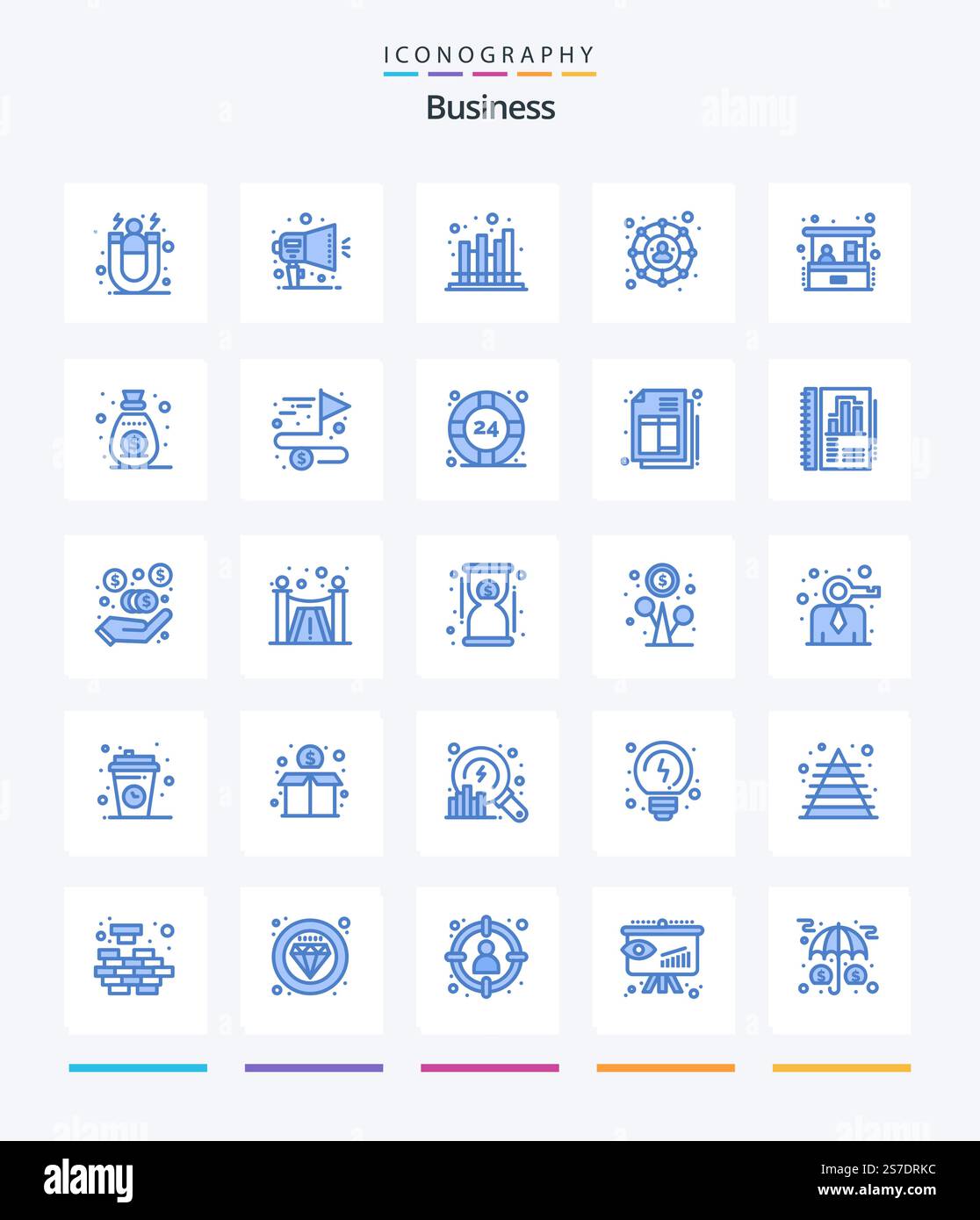 Creative Business 25 Blue icon pack  Such As home business. social network. business. social. modern Stock Vector