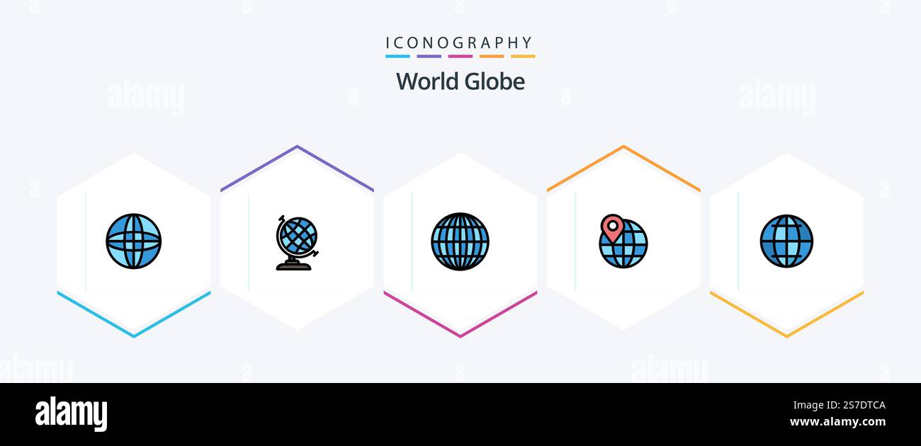 Globe 25 FilledLine icon pack including . . internet. web. globe Stock Vector
