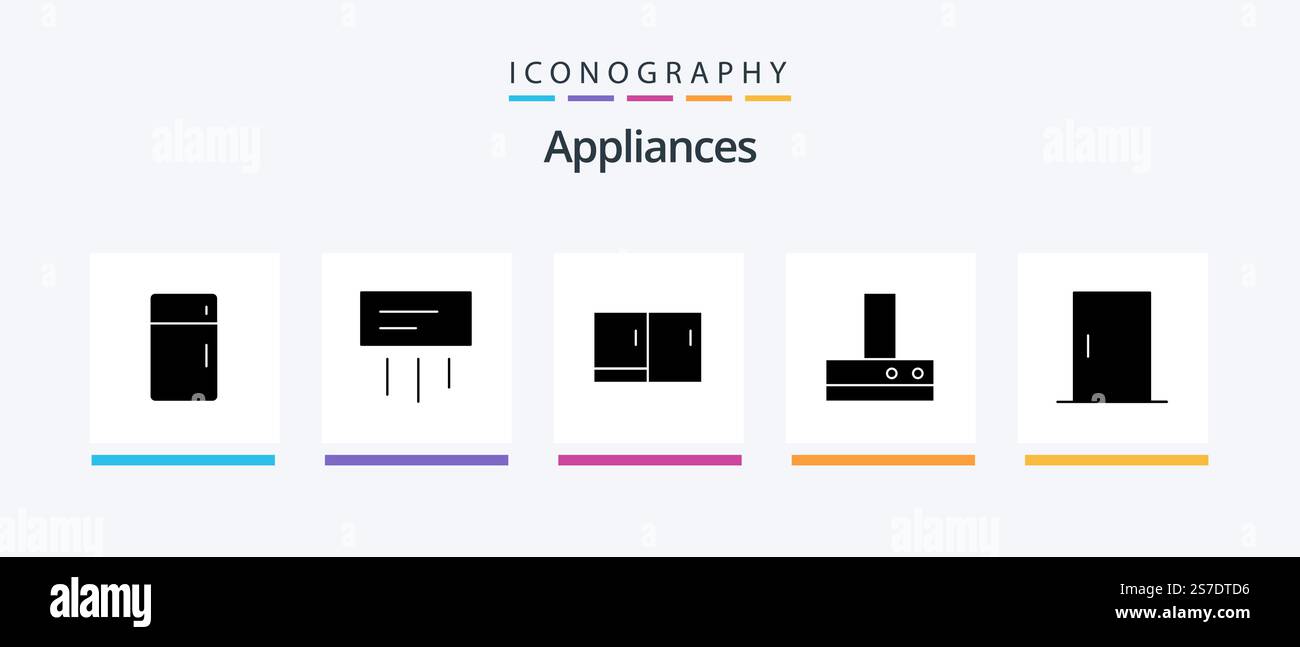 Appliances Glyph 5 Icon Pack Including furniture. kitchen. home. fan ...