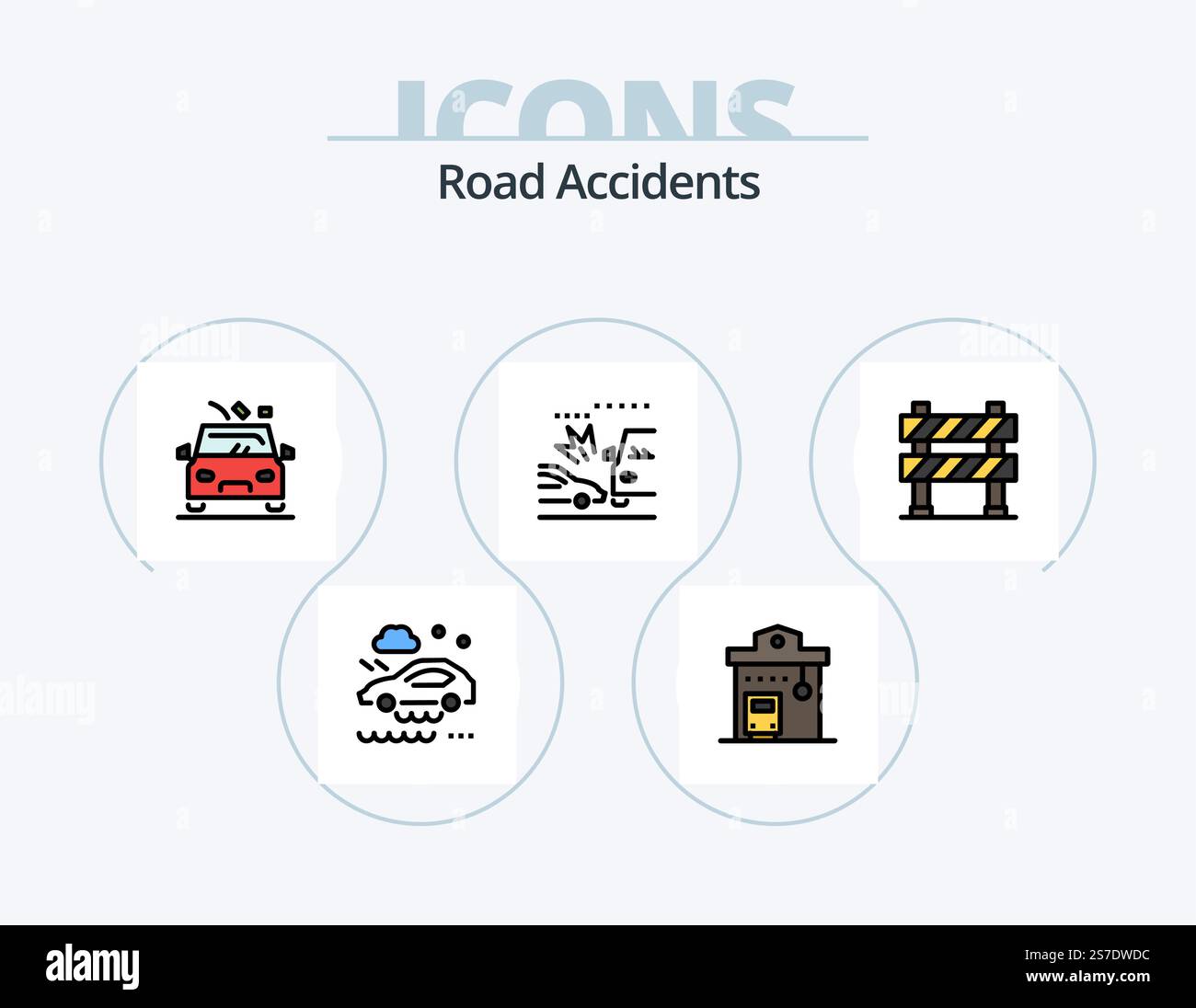 Road Accidents Line Filled Icon Pack 5 Icon Design. advertising. slope ...