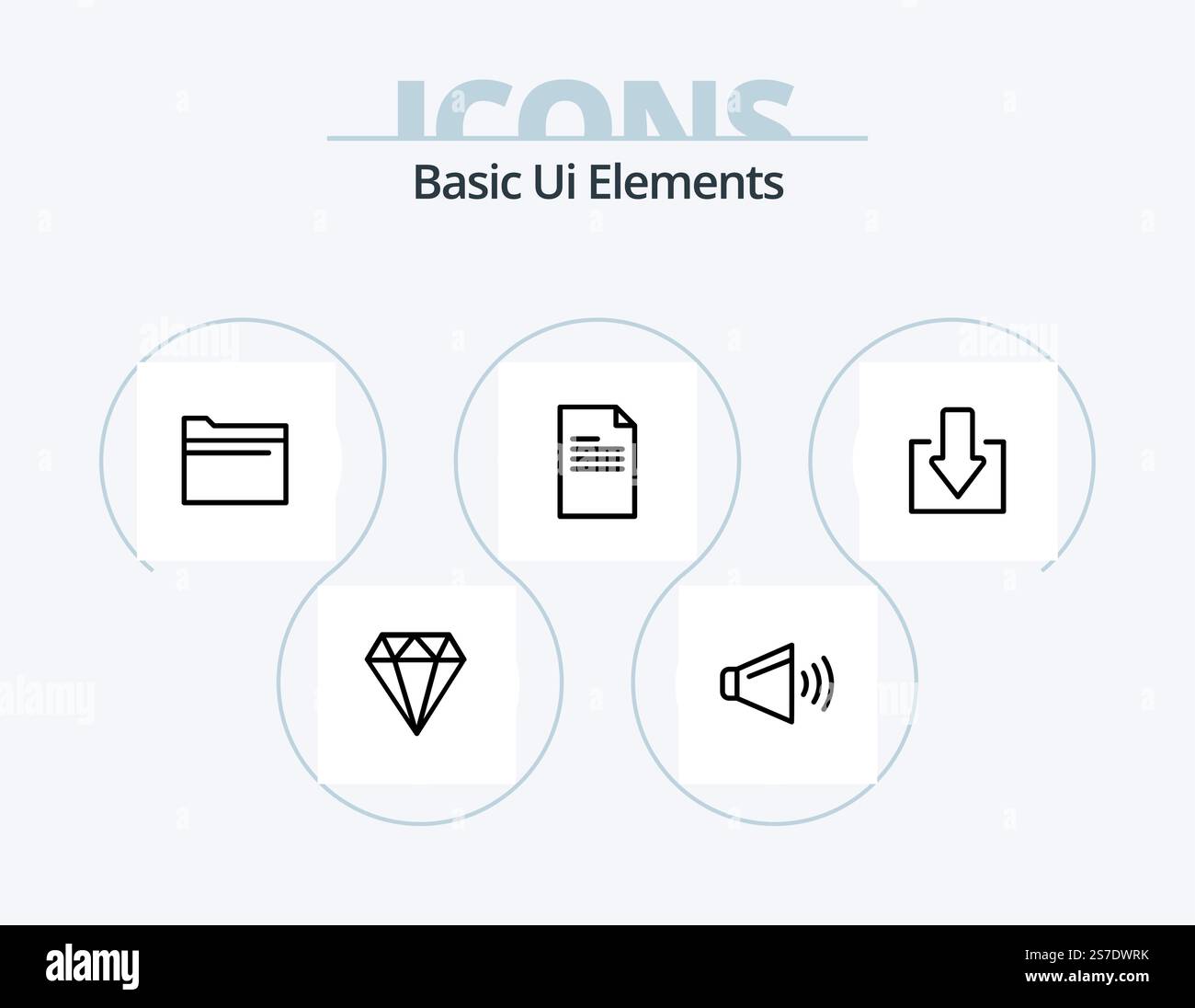 Basic Ui Elements Line Icon Pack 5 Icon Design. . . arrows. buy. hand bag Stock Vector