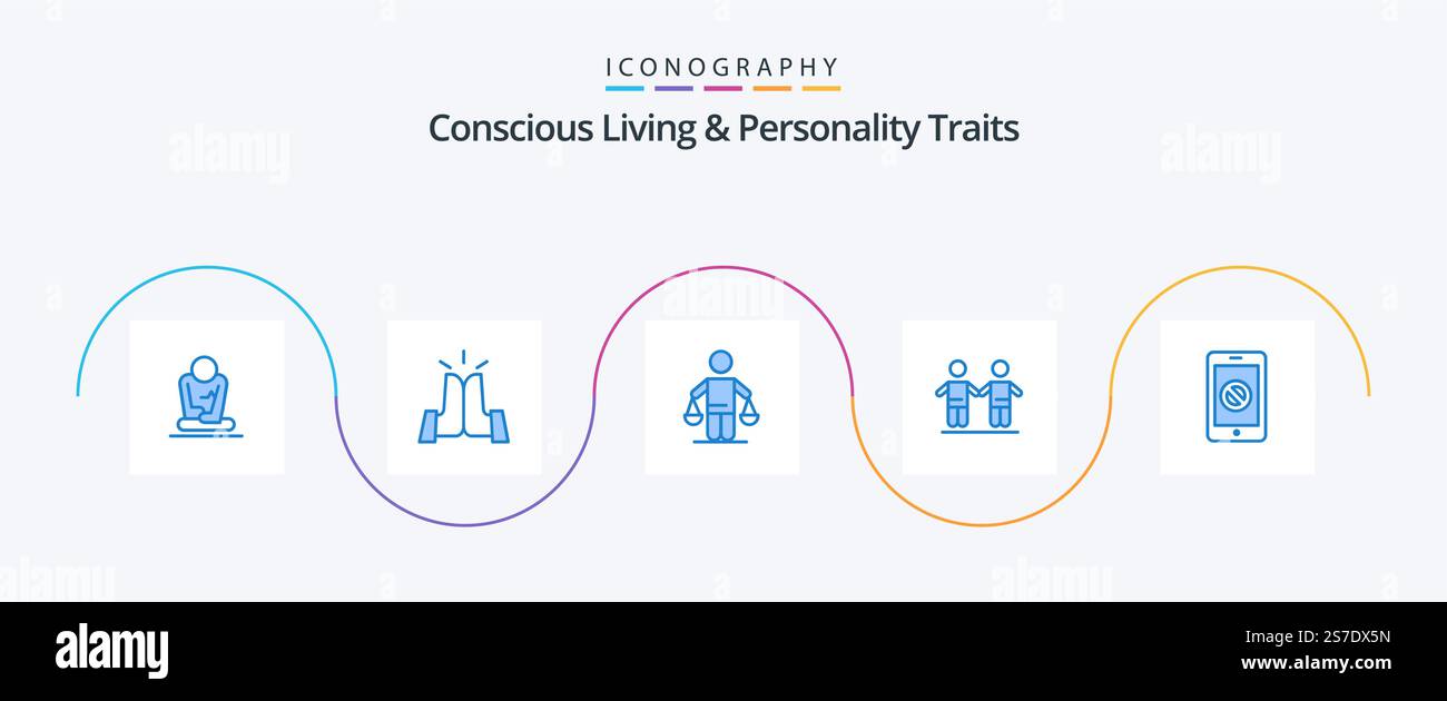 Concious Living And Personality Traits Blue 5 Icon Pack Including ...