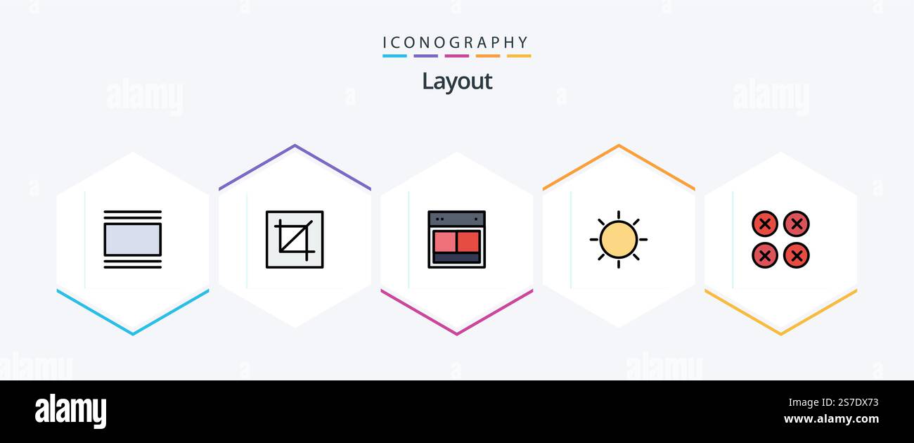 Layout 25 FilledLine icon pack including layout. design. layout. website. site Stock Vector
