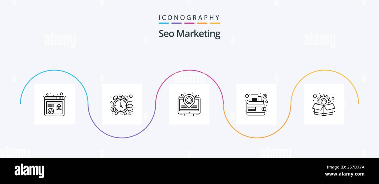 Seo Marketing Line 5 Icon Pack Including . package. heat map. marketing ...