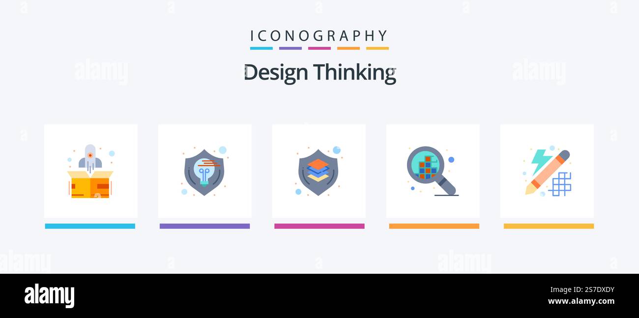 Design Thinking Flat 5 Icon Pack Including design. pixels. brain. grid ...