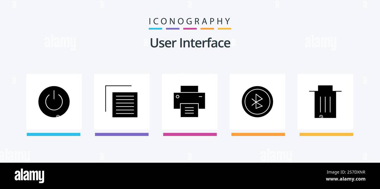 User Interface Glyph 5 Icon Pack Including delete. ui. interface. bluetooth. user. Creative Icons Design Stock Vector