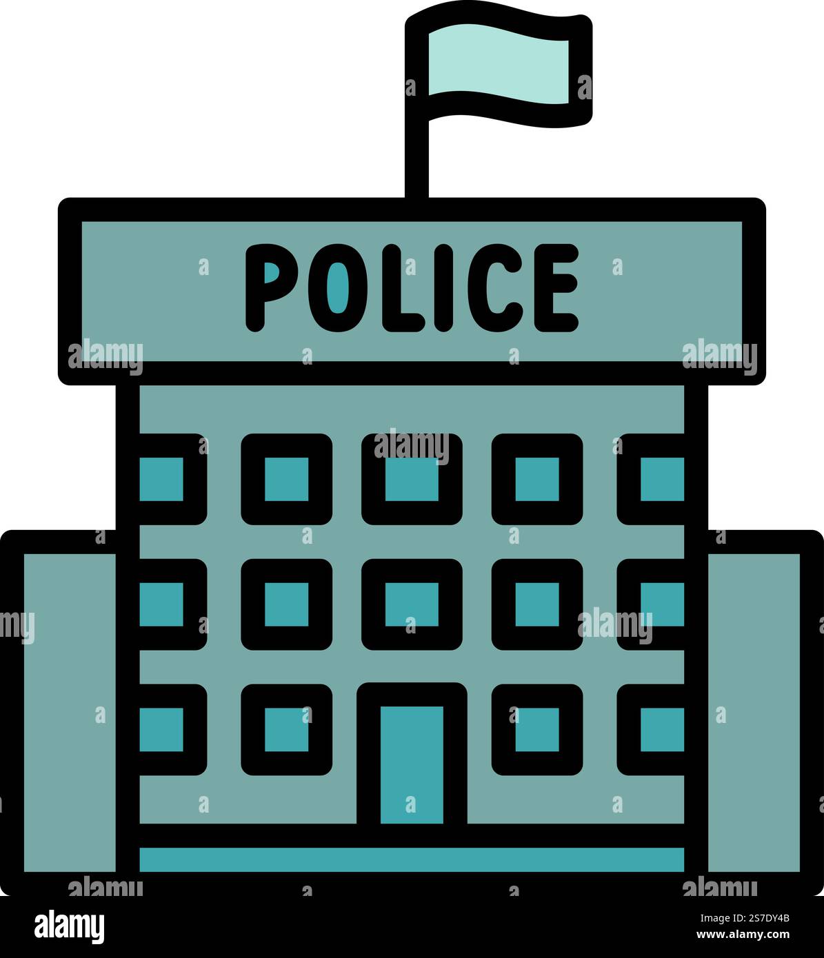Police building icon outline vector. Equipment crime. Officer guard ...