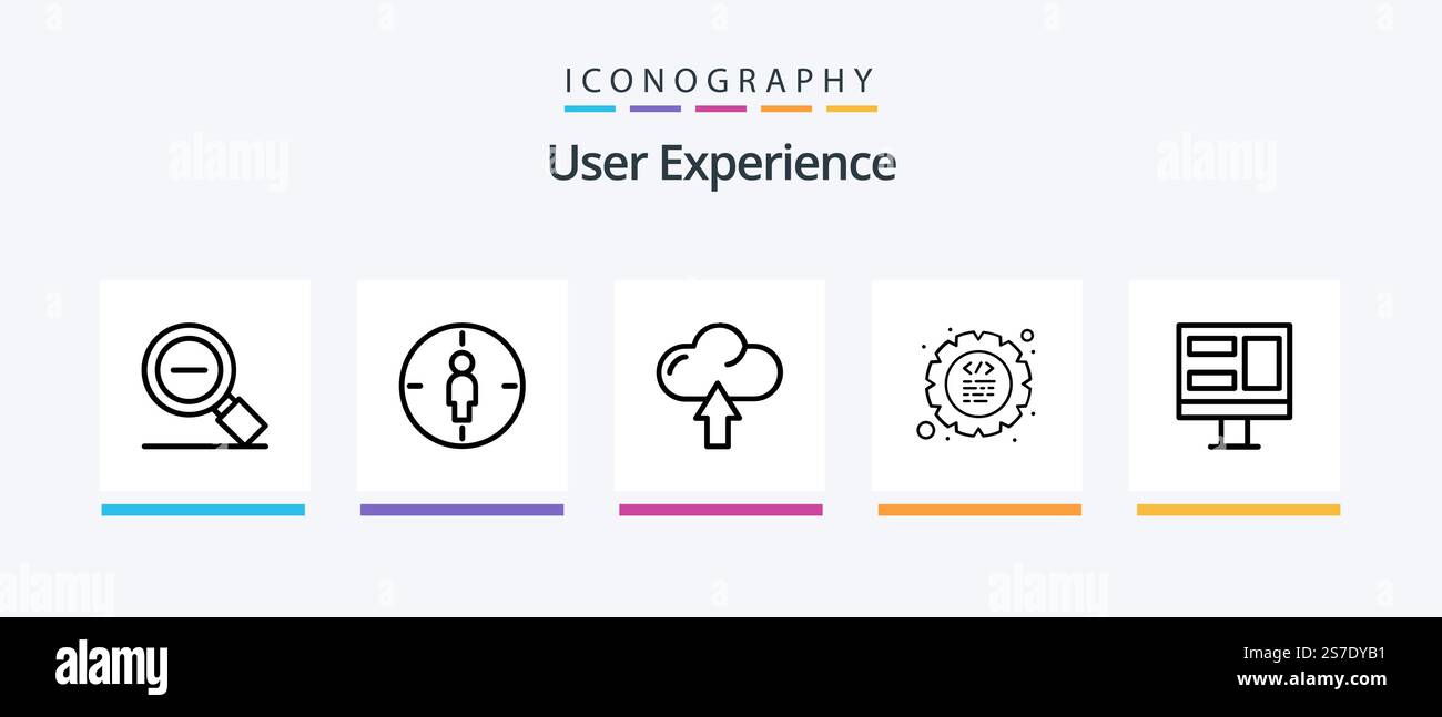 User Experience Line 5 Icon Pack Including . mouse. delete. cursor. plus. Creative Icons Design Stock Vector