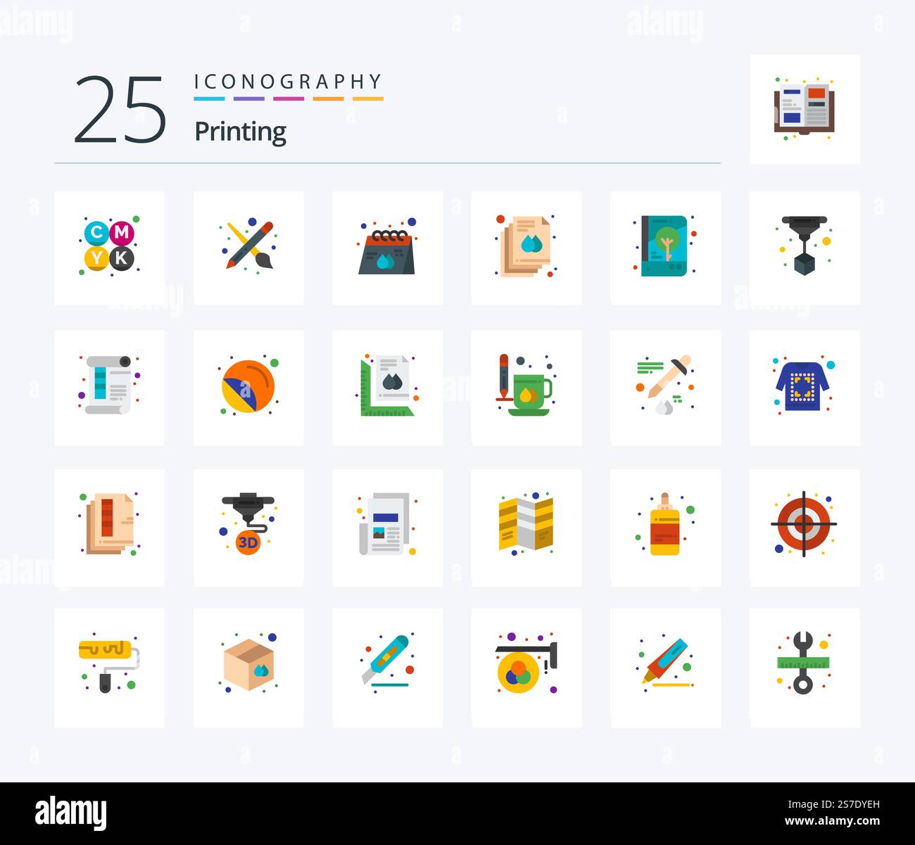 Printing 25 Flat Color icon pack including brand identity. banner ...