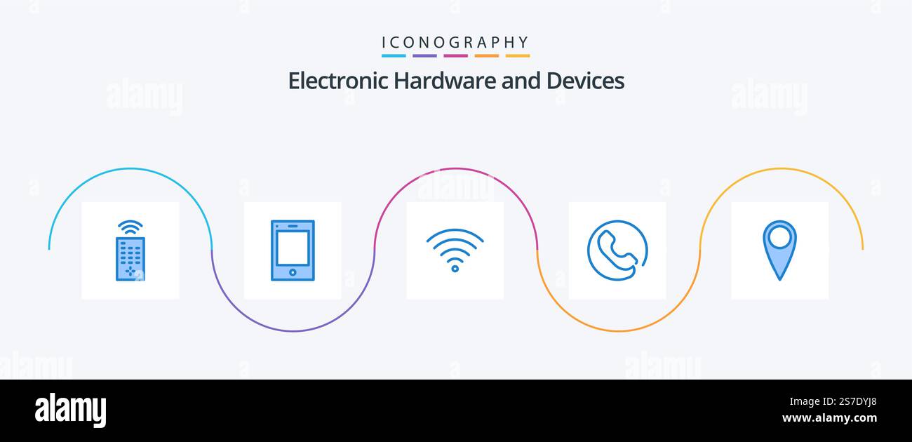 Devices Blue 5 Icon Pack Including . signal. pick. phone Stock Vector ...