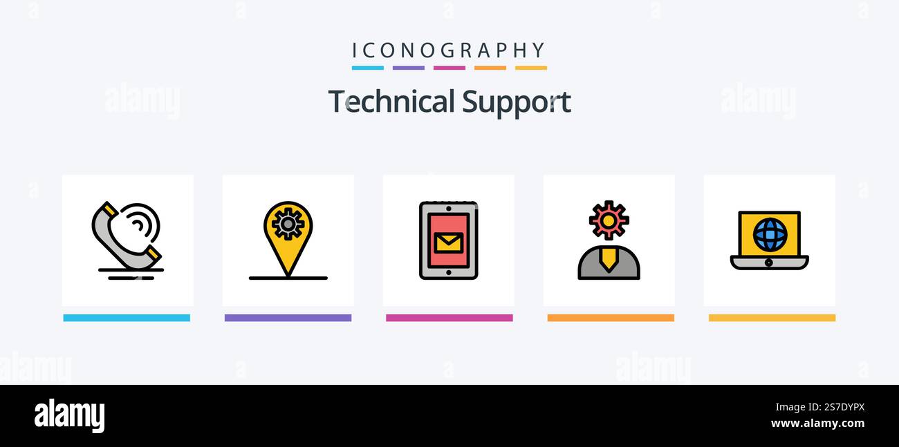 Technical Support Line Filled 5 Icon Pack Including support. global ...
