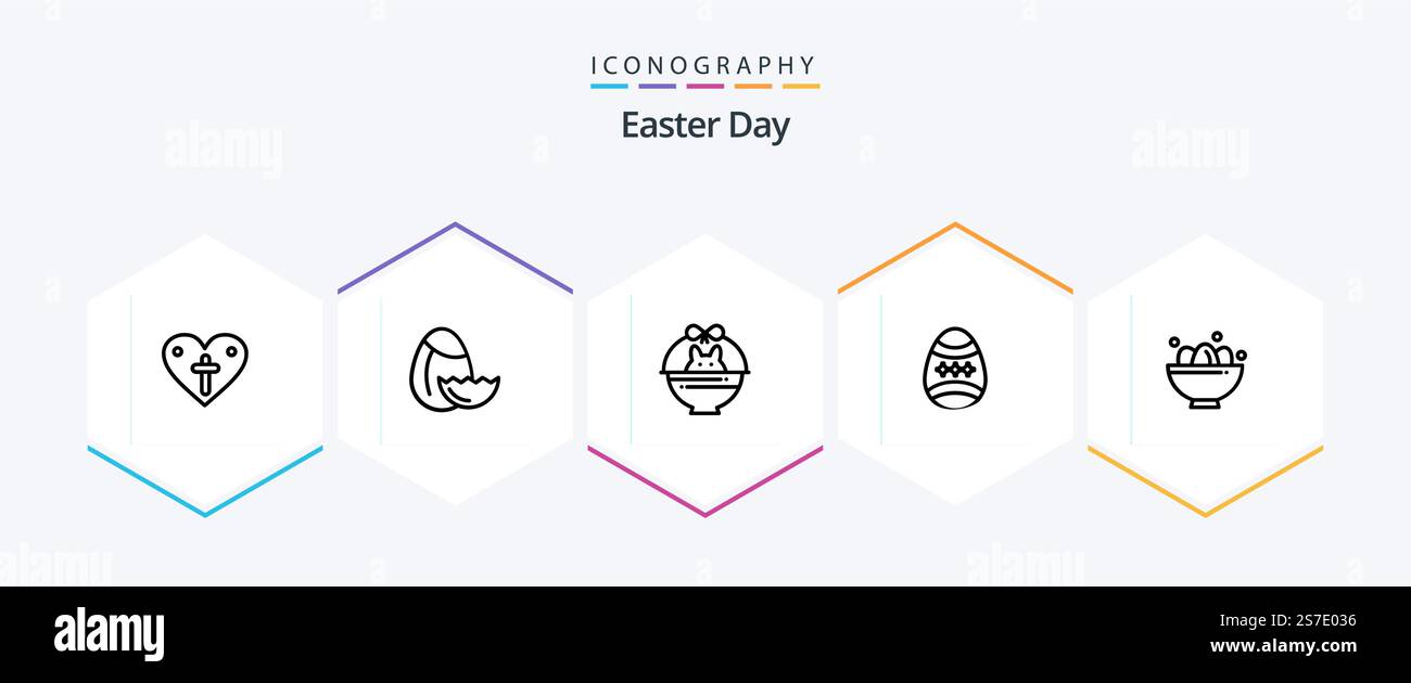 Easter 25 Line icon pack including easter. bowl. cart. egg. decoration Stock Vector