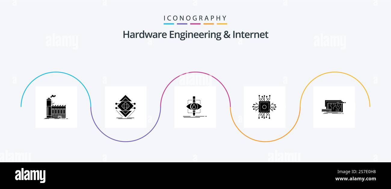 Hardware Engineering And Internet Glyph 5 Icon Pack Including microchip ...