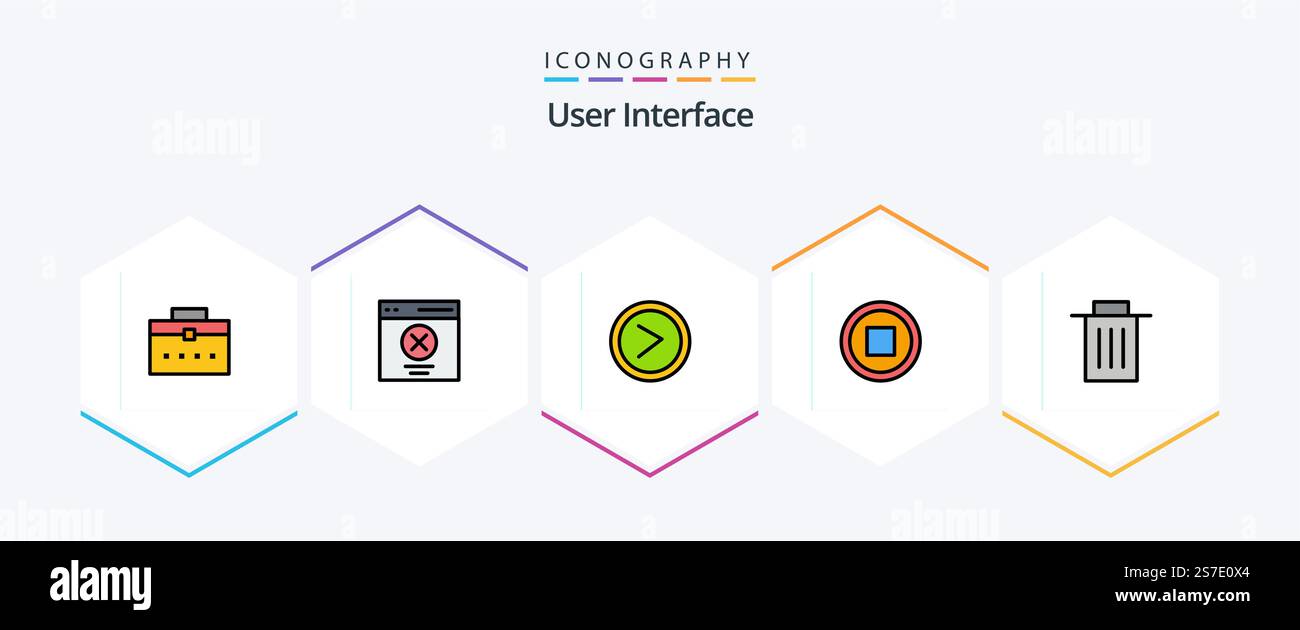 User Interface 25 FilledLine icon pack including interface. user. user. interface. user Stock Vector