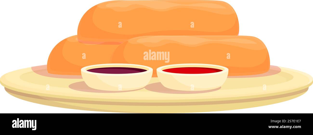 Sauce spring rool icon cartoon vector. Food cuisine. China meal. Sauce ...