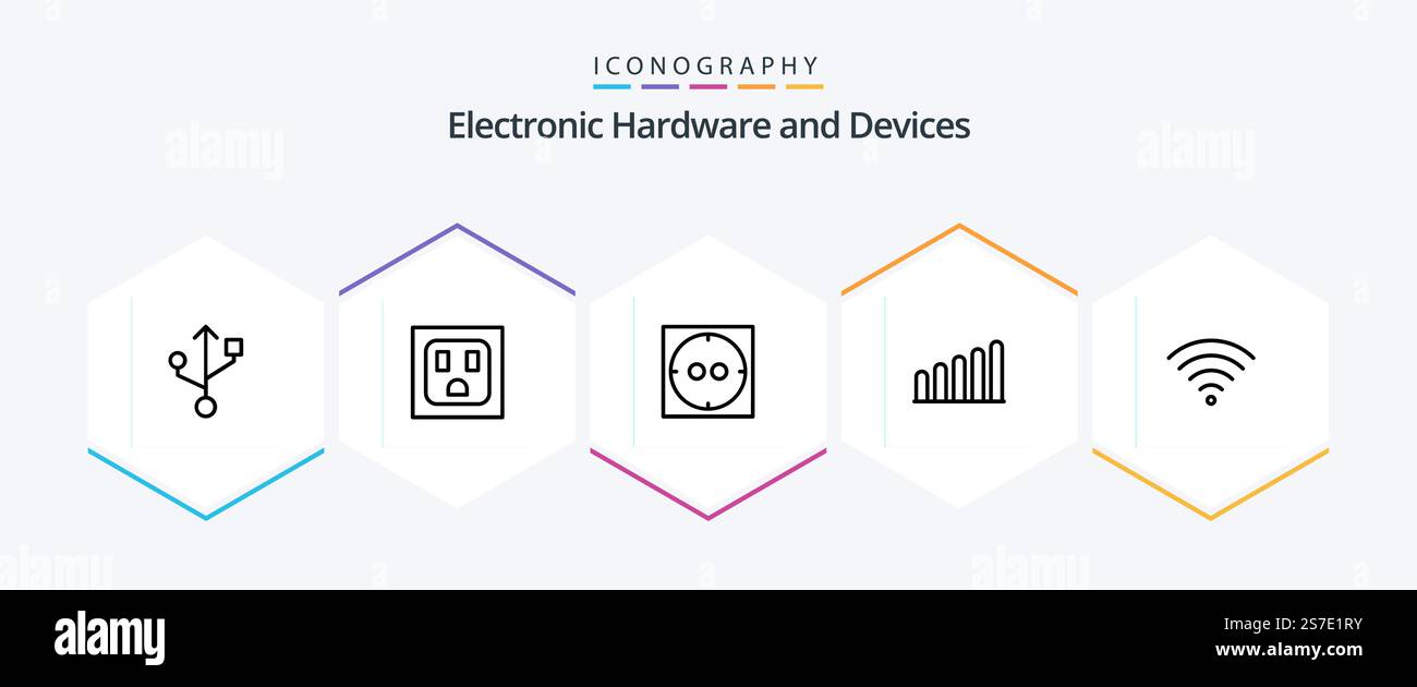 Devices 25 Line icon pack including . wifi. Stock Vector