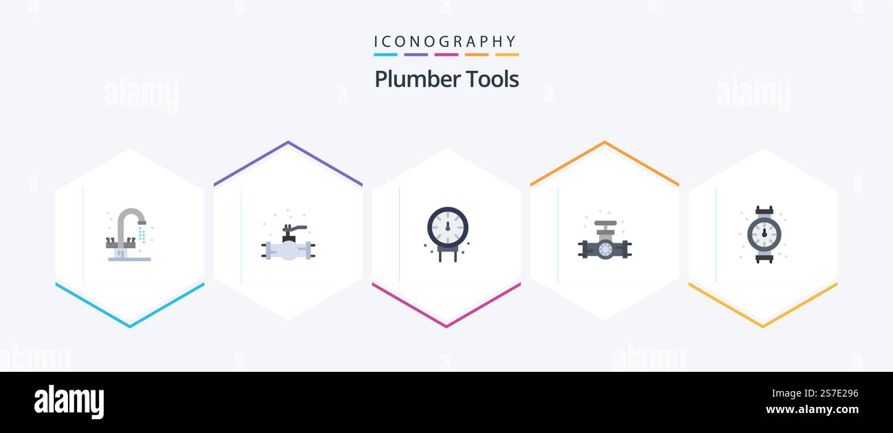 Plumber 25 Flat icon pack including . gauge. Stock Vector