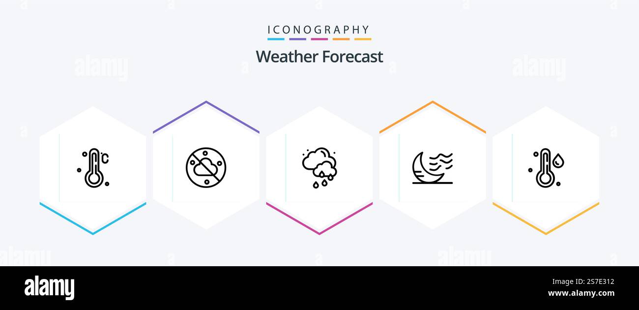 Weather 25 Line icon pack including . temperature. weather. rain. sleep Stock Vector