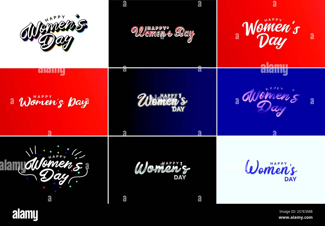 Women Sign For Lettering Happy Woman’s Day handwritten lettering set for use in greeting or ...
