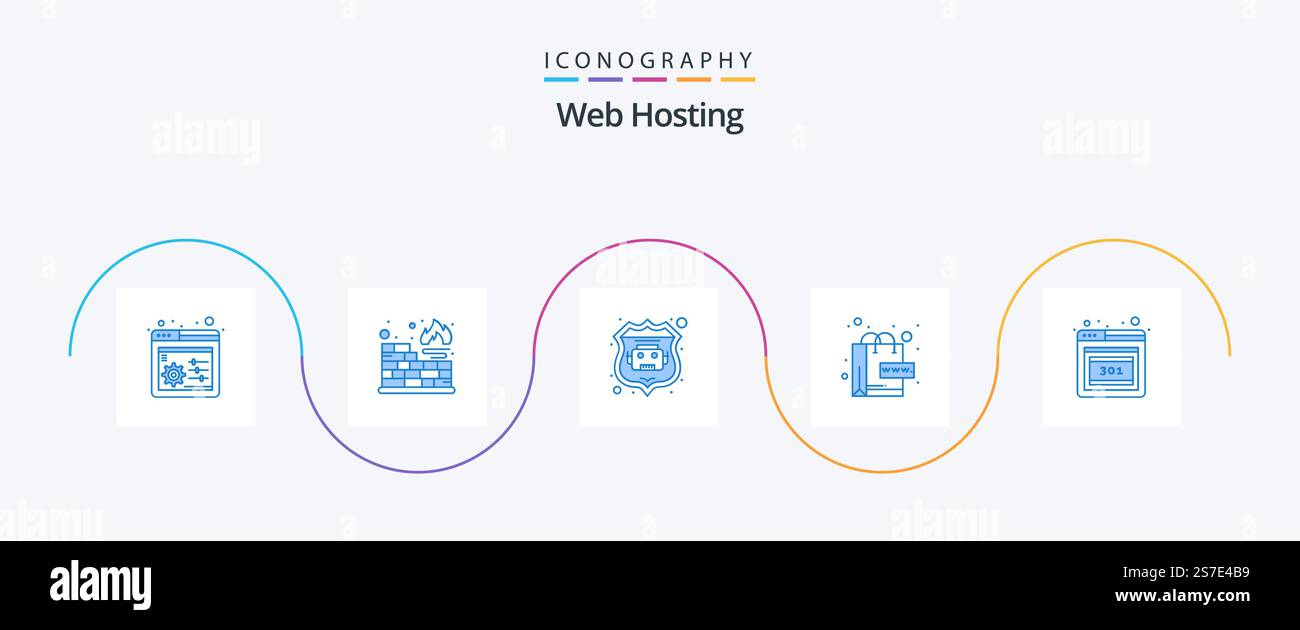 Web Hosting Blue 5 Icon Pack Including . error. web. error. world Stock Vector