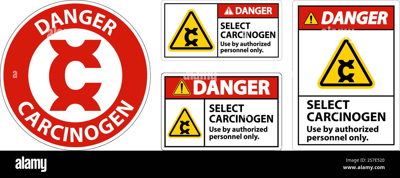Danger Select Carcinogen Label On White Background Stock Vector