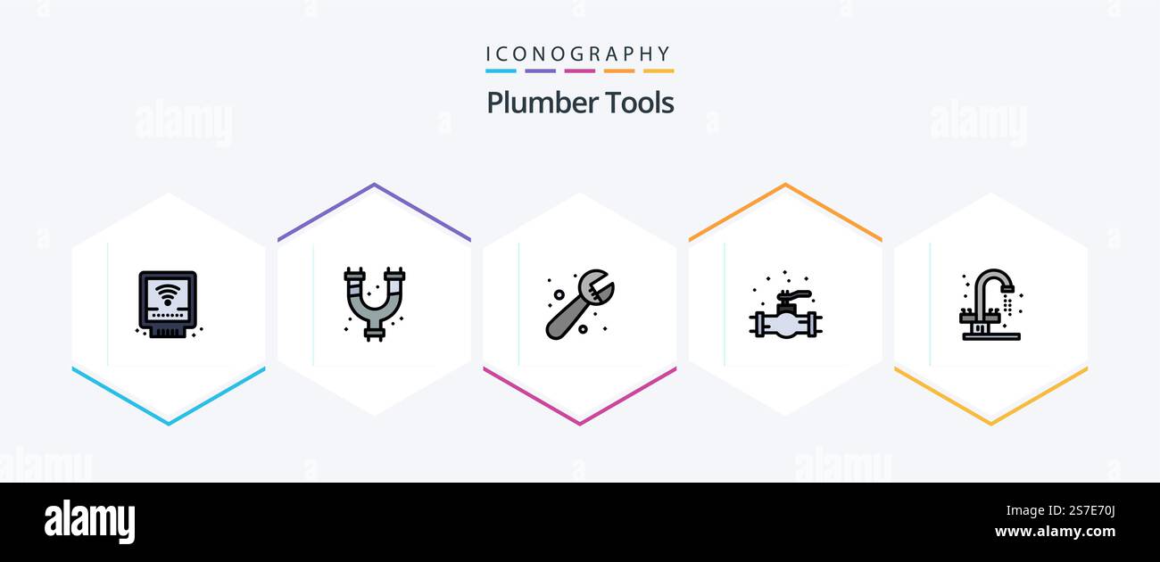 Plumber 25 FilledLine icon pack including . sink. mechanical. plumbing. bathroom Stock Vector