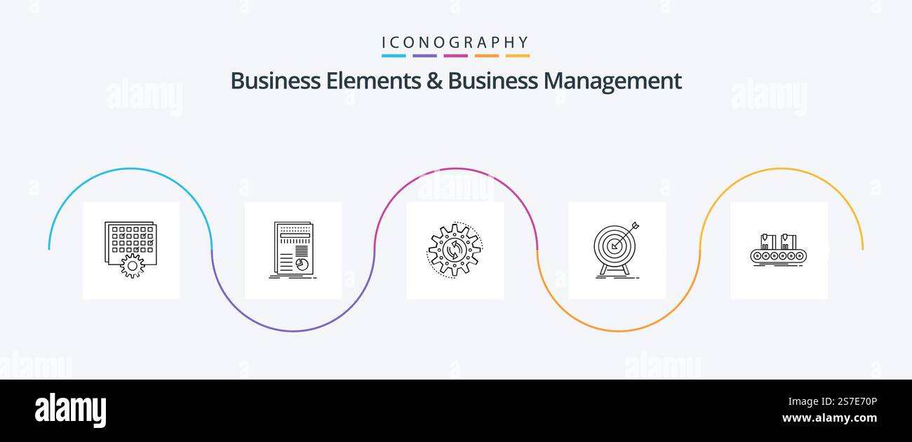Business Elements And Business Managment Line 5 Icon Pack Including ...
