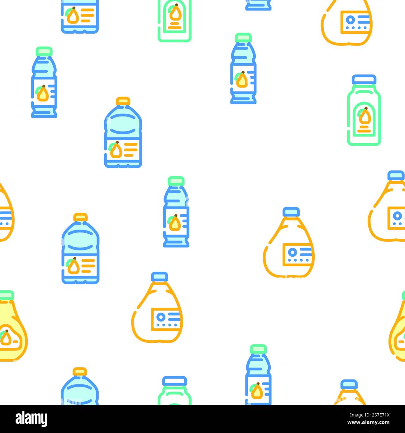bottle plastic water drink vector seamless pattern thin line illustration. bottle plastic water drink vector seamless pattern Stock Vector