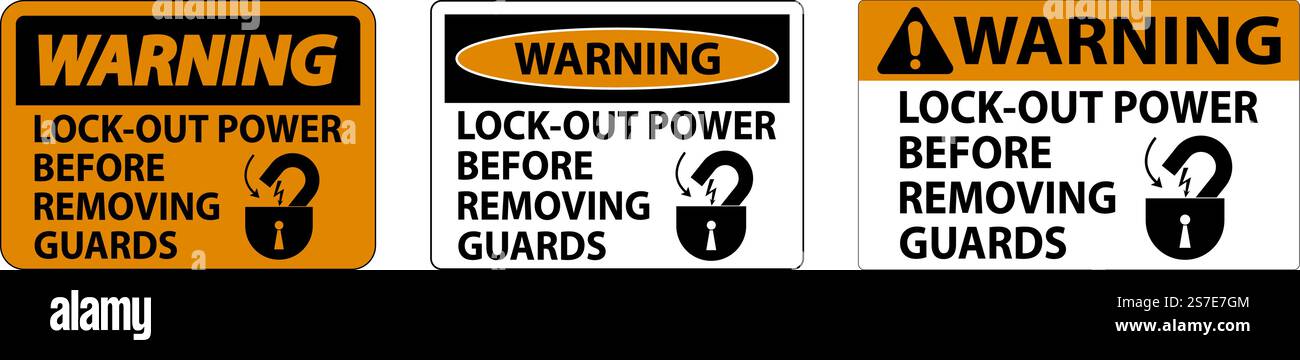 Warning Lock-Out Power Label On White Background Stock Vector Image ...