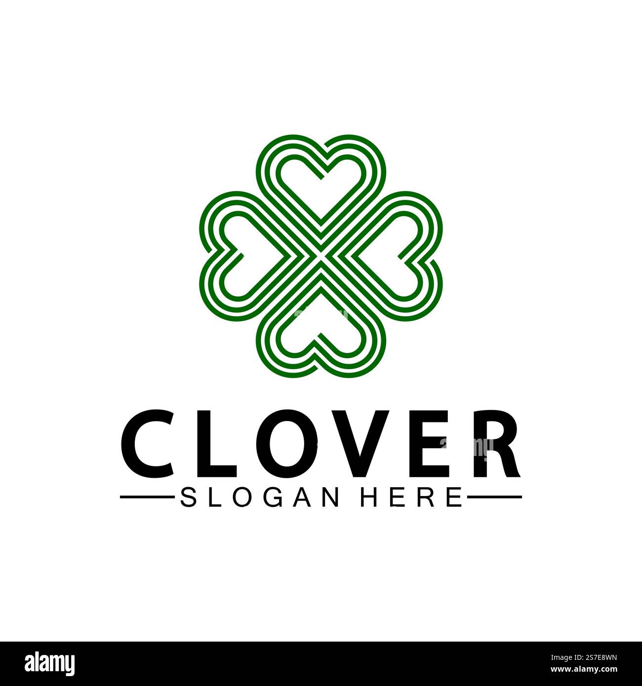 Four Leaf Clover Ornamental Logo Template Illustration Design. Stock Vector