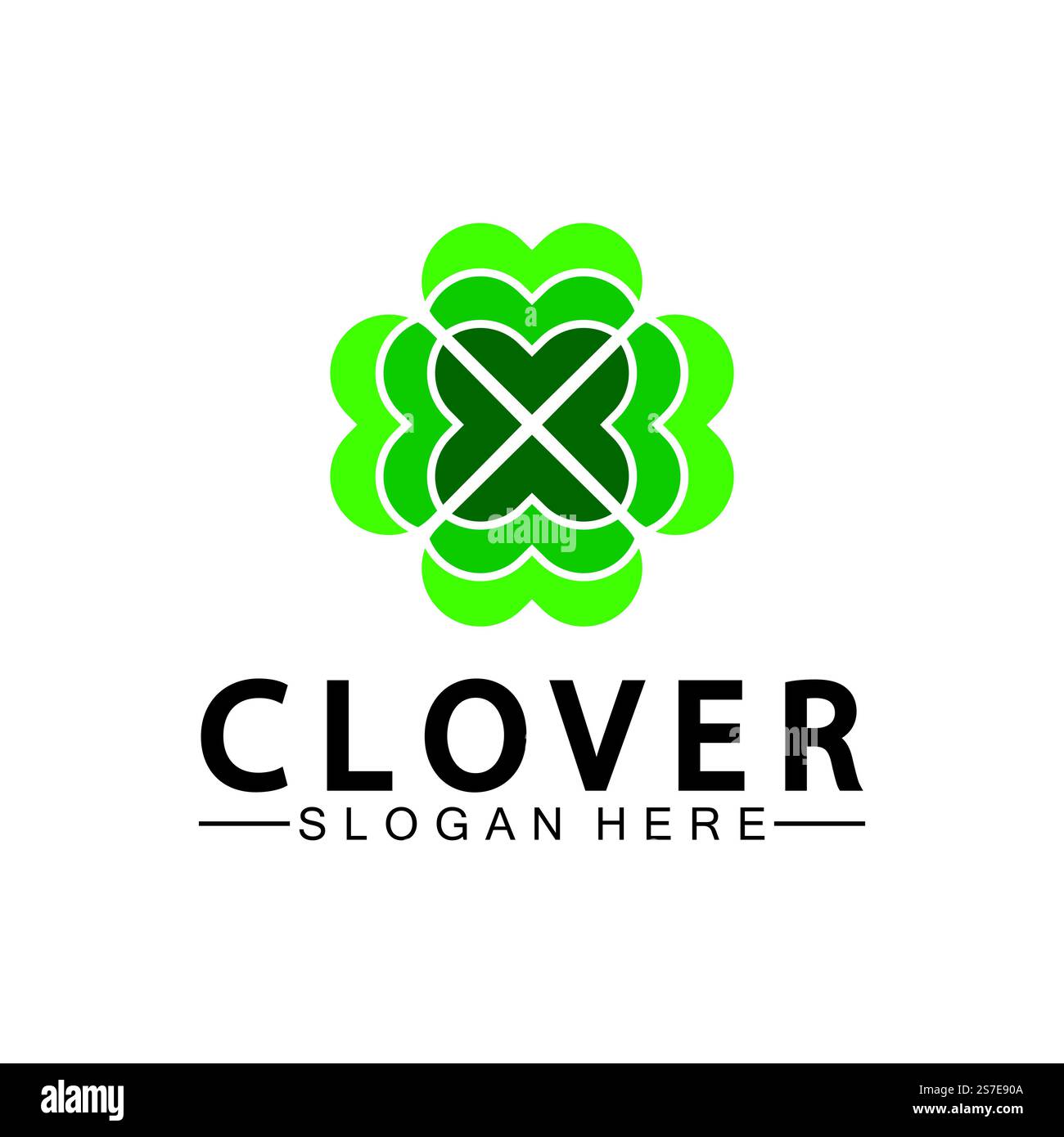 Four Leaf Clover Ornamental Logo Template Illustration Design. Stock Vector
