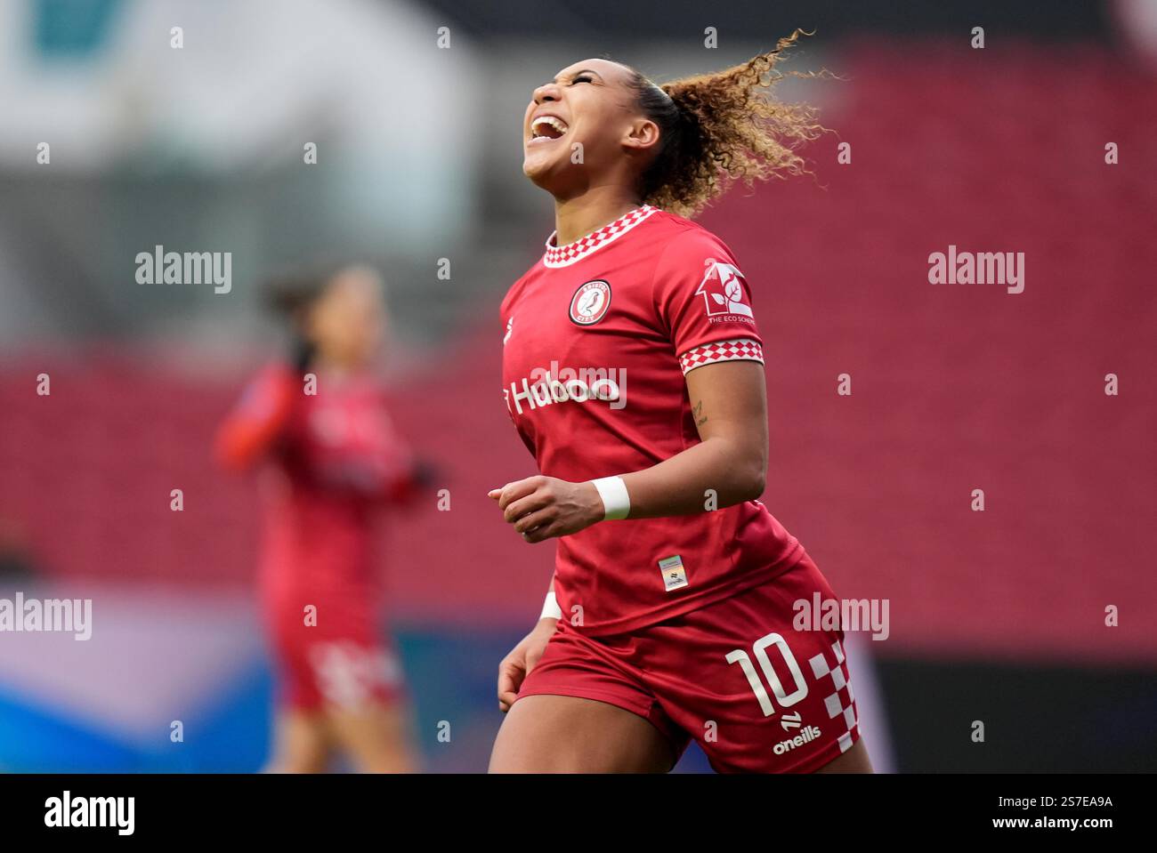 Bristol City's Lexi Lloyd-Smith reacts after missing a chance during the Barclays Women's Championship match at Ashton Gate, Bristol. Picture date: Sunday January 19, 2025. Stock Photo