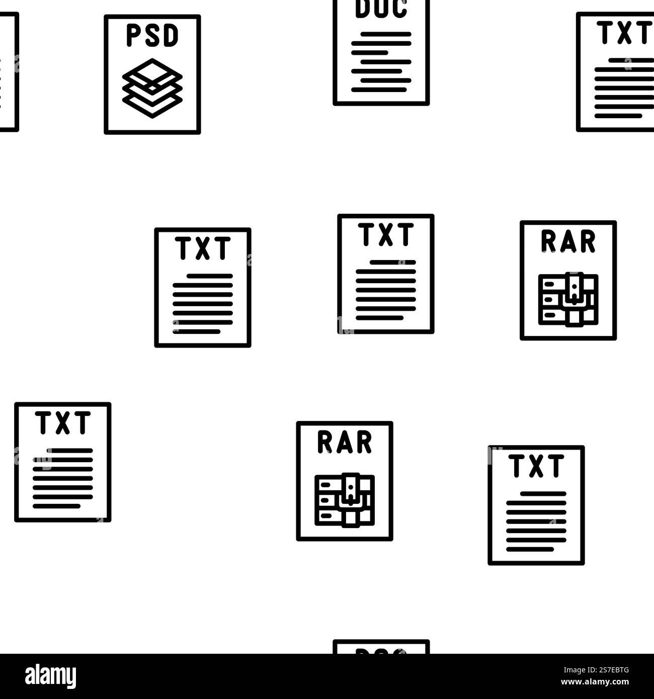 file format document vector seamless pattern thin line illustration. file format document vector seamless pattern Stock Vector