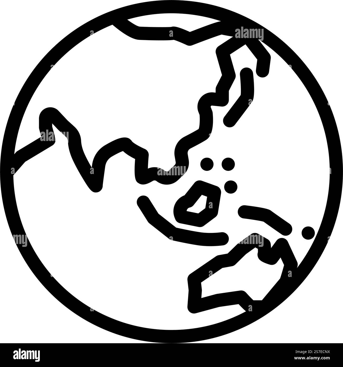 asia earth planet map line icon vector. asia earth planet map sign ...
