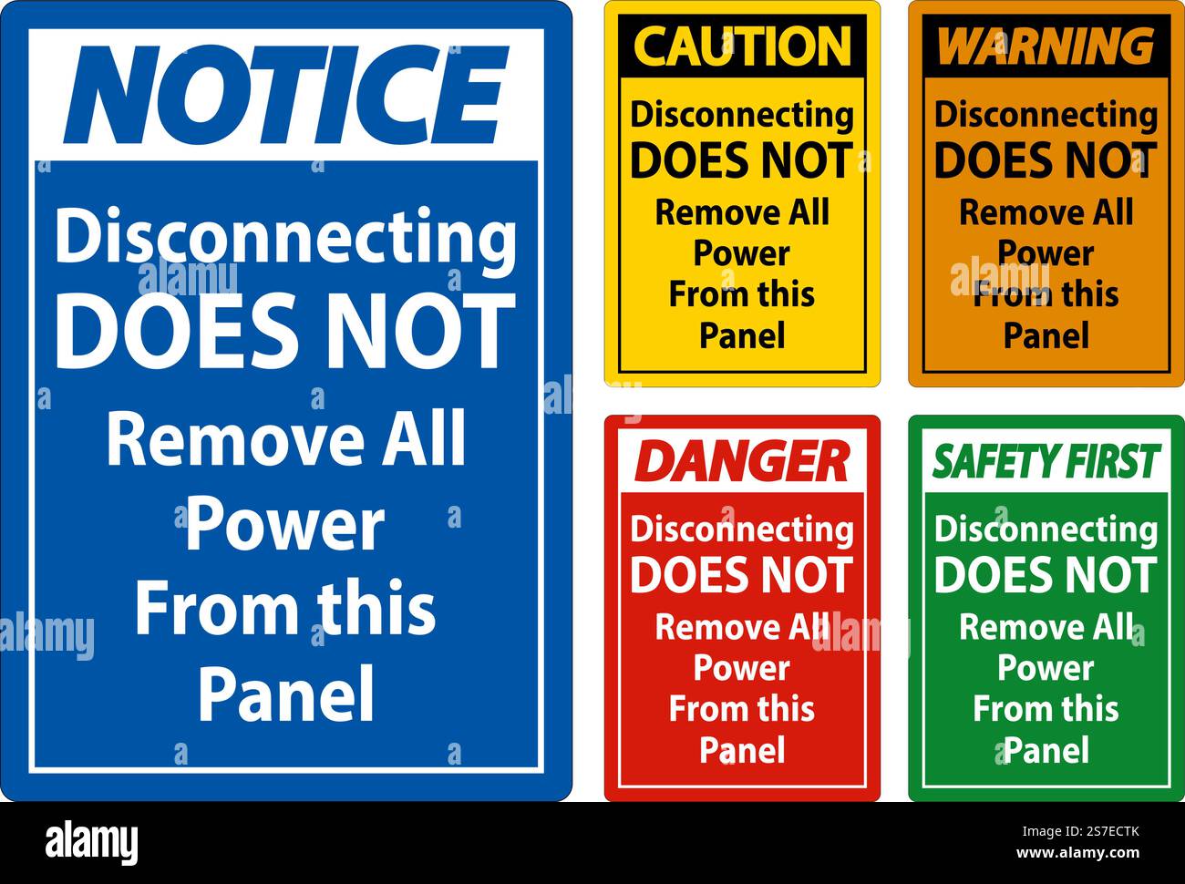 Warning Disconnecting Does Not Remove All Power From this Panel Stock Vector