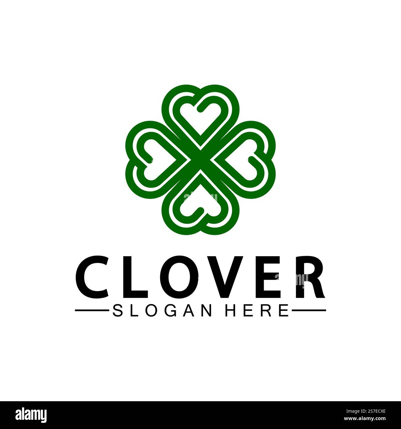 Four Leaf Clover Ornamental Logo Template Illustration Design. Stock Vector
