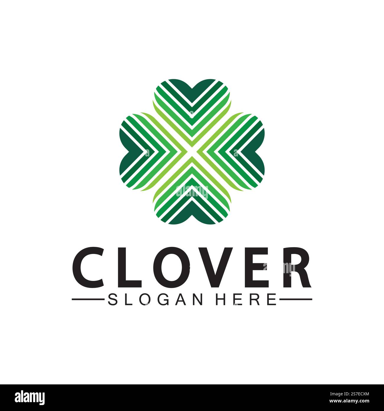 Four Leaf Clover Ornamental Logo Template Illustration Design. Stock Vector