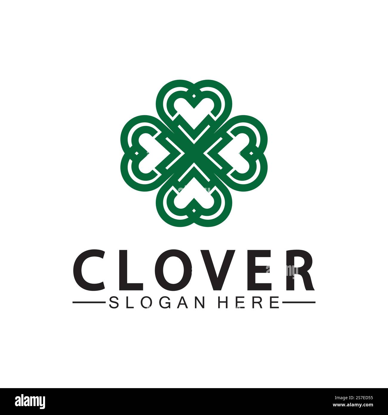 Four Leaf Clover Ornamental Logo Template Illustration Design. Stock Vector