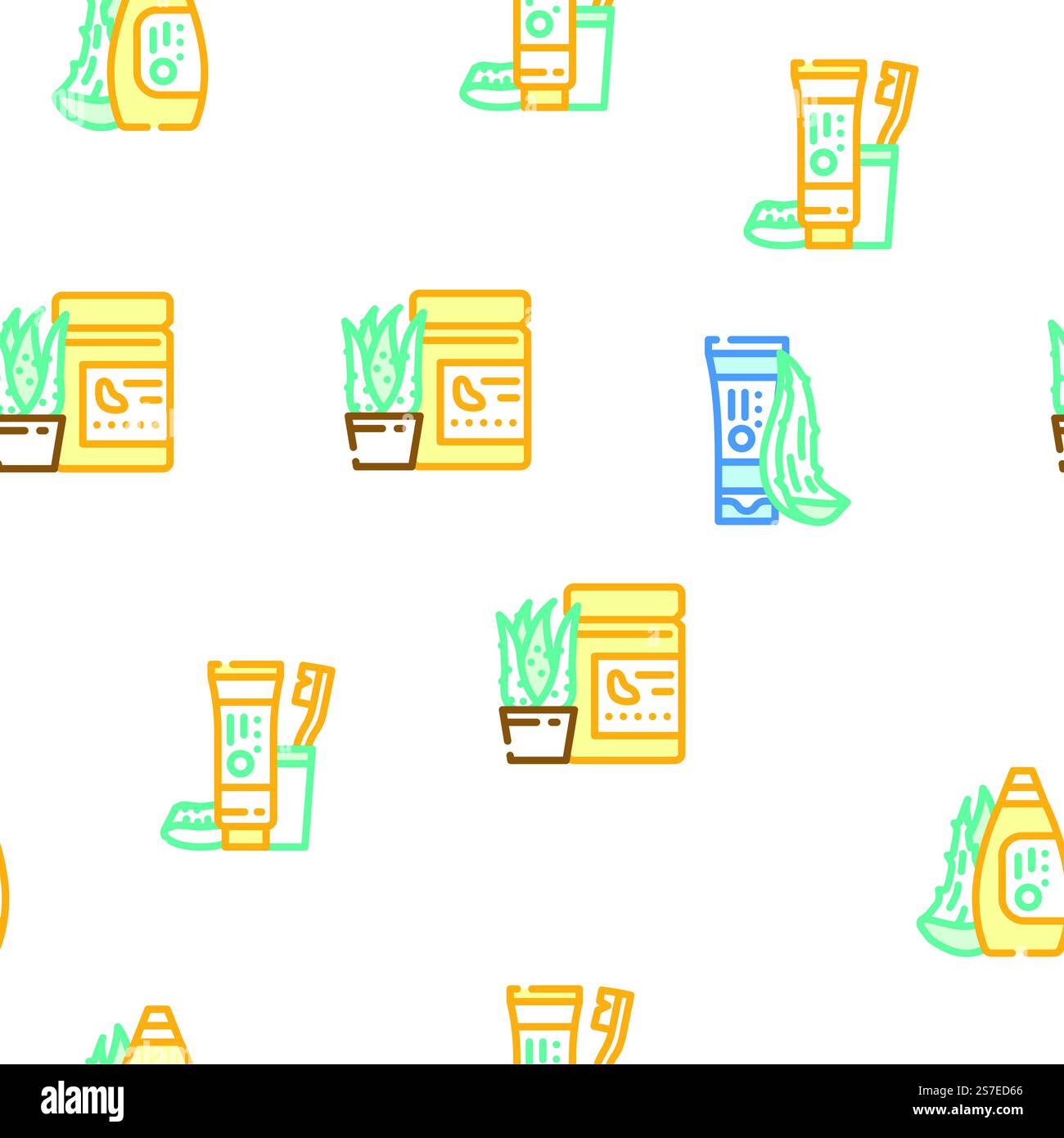 aloe vera plant nature green leaf vector seamless pattern thin line illustration. aloe vera plant nature green leaf vector seamless pattern Stock Vector