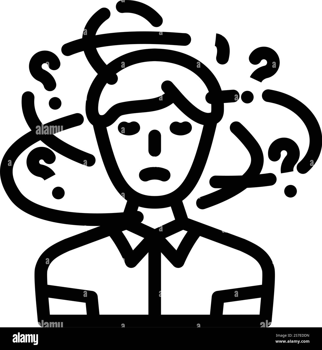 frustrated person stress headache line icon vector. frustrated person ...