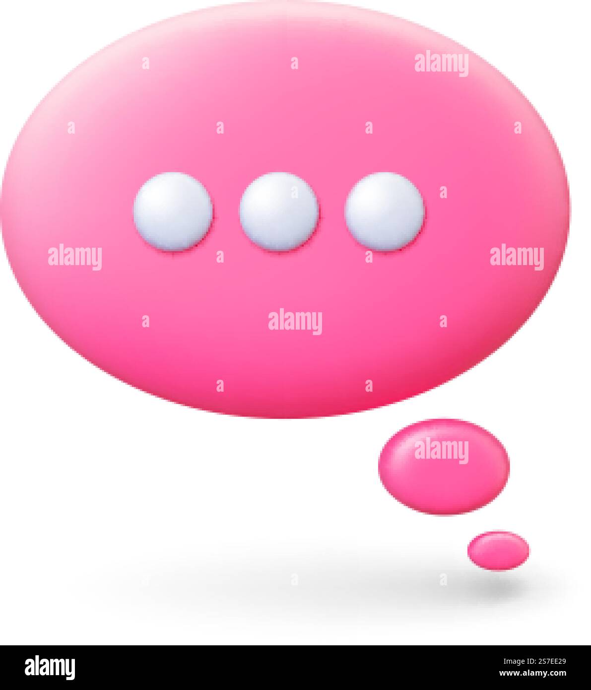 Thinking 3d balloon element. Isolated speech bubble icon, voice message template. Talk or text conversation vector symbol, thought label. Illustration of bubble and balloon message. Thinking 3d balloon element. Isolated speech bubble icon, voice message template. Talk or text conversation vector symbol, thought label Stock Vector